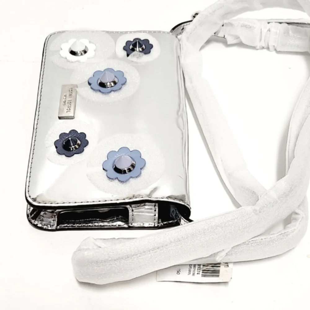 Henri Bendel XL Smartphone‎ Xbody Metallic Floral Applique